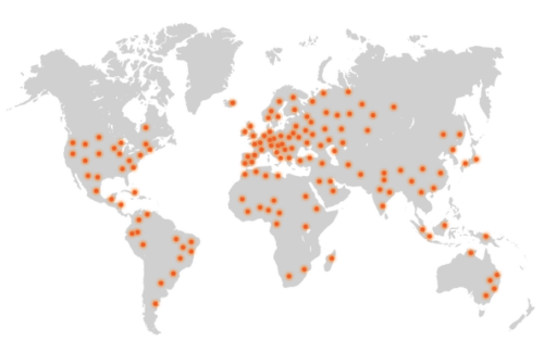 Carte mondiale des spécialistes